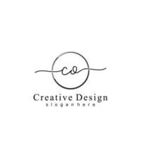 Initial CO handwriting logo with circle hand drawn template vector