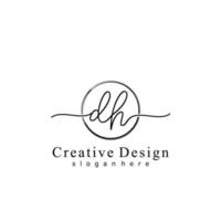 Initial DH handwriting logo with circle hand drawn template vector