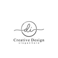 Initial DI handwriting logo with circle hand drawn template vector