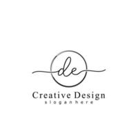 Initial DE handwriting logo with circle hand drawn template vector