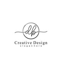 Initial DB handwriting logo with circle hand drawn template vector