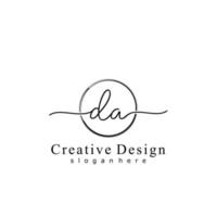 Initial DA handwriting logo with circle hand drawn template vector