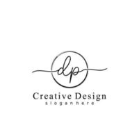 Initial DP handwriting logo with circle hand drawn template vector