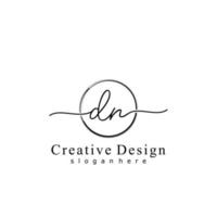 Initial DN handwriting logo with circle hand drawn template vector