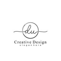 Initial DU handwriting logo with circle hand drawn template vector