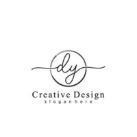 Initial DY handwriting logo with circle hand drawn template vector