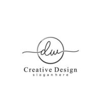 Initial DW handwriting logo with circle hand drawn template vector