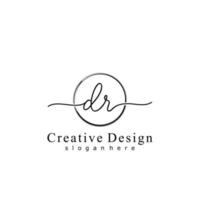 Initial DR handwriting logo with circle hand drawn template vector