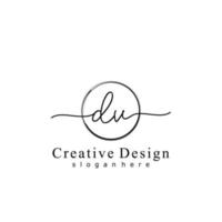 Initial DV handwriting logo with circle hand drawn template vector