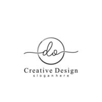 Initial DO handwriting logo with circle hand drawn template vector