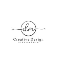 Initial DM handwriting logo with circle hand drawn template vector