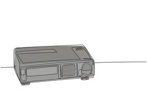 dibujo de línea continua única del reproductor de video clásico antiguo retro. Concepto de máquina de video vhs analógico vintage gráfico de ilustración de vector de diseño de dibujo de una línea