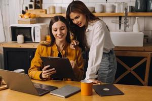 Entrepreneurs and business people conference in modern meeting room, happy multiracial coworkers have fun cooperating working together at office meeting, asian teamwork concept photo