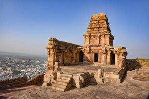 Upper Shivalaya temple on top of hillock which was built by the Badami Chalukyas in Badami, Karnataka, India photo