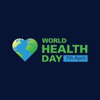 World Health Day World Map in Heart Typography Graphic Template vector