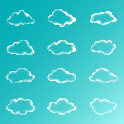 Collection of Vector Illustrations on a Blue Sky Background