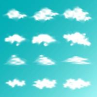 Vector Cloud Collection with Blue Gradation Background