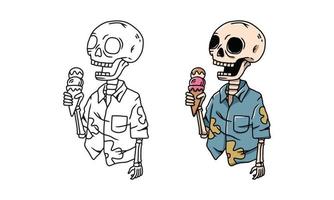 línea Arte de esqueleto Relajado fuera en verano día. vector ilustración para colorante libro, colorante páginas, etc