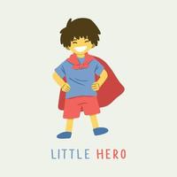 A kid who dressed like a little hero. Vector illustration in water color style