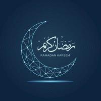 Ramadan kareem islamic design with geometric art line crescent moon vector