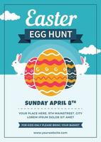 Easter Egg Hunt Flyer with Eggs and Rabbits vector