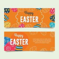 Easter Banners with Colorful Easter Eggs vector