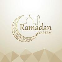 Ramadan kareem islamic design with crescent moon and mosque dome line art vector