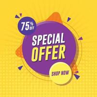 Special offer banner on yellow background vector