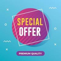 Special offer banner with memphis background vector