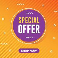 Special offer sale banner with abstract memphis background vector