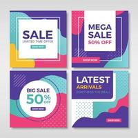 Abstract sale banners for social media in flat wavy style vector