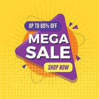 Mega sale banner with geometric shapes vector