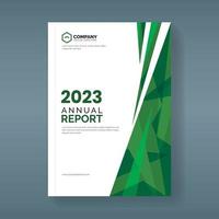 Annual report template with abstract green geometric shapes vector