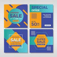 Abstract sale banners for social media set vector