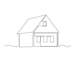 rustic house, cottage, hand-drawn, continuous monoline, drawing in one line vector