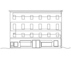 multi-storey house, city, hand-drawn, continuous monoline, drawing in one line vector