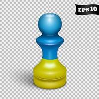 The pawn chess piece is painted in the colors of the Ukrainian flag. Vector isolated on transparent background.