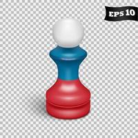 The pawn chess piece is painted in the colors of the Russian flag. Vector isolated on transparent background.