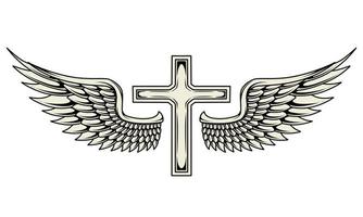 Vector cross with angel wings