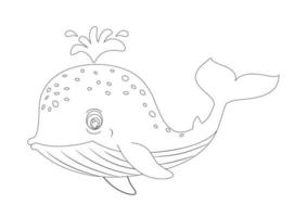 Black And White Whale Clipart Vector. Coloring Page Of Cartoon Character vector