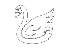 Coloring Page Of Swan Cartoon Character vector