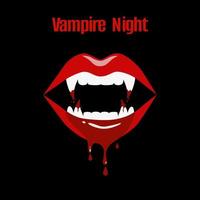 Vampire teeth with blood, vampire sucking blood. vector