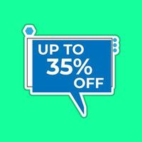 Discount up to 25 percent off square sticker. Vector Illustration