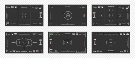 Camera viewfinder video or photo frame recorder flat style design vector illustration set.