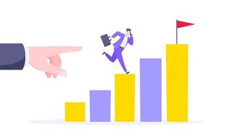 Business mentor helps to improve career and holding stairs steps vector illustration.