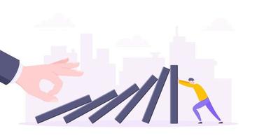 Business resilience or domino effect metaphor vector illustration.