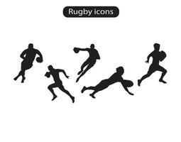 Rugby Sport Players Silhouette  Icons Vector Illustration