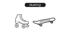 Patinaje íconos vector ilustración