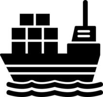 icono de vector de barco de carga