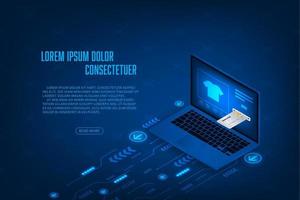 Vector isometric laptop online shopping concept